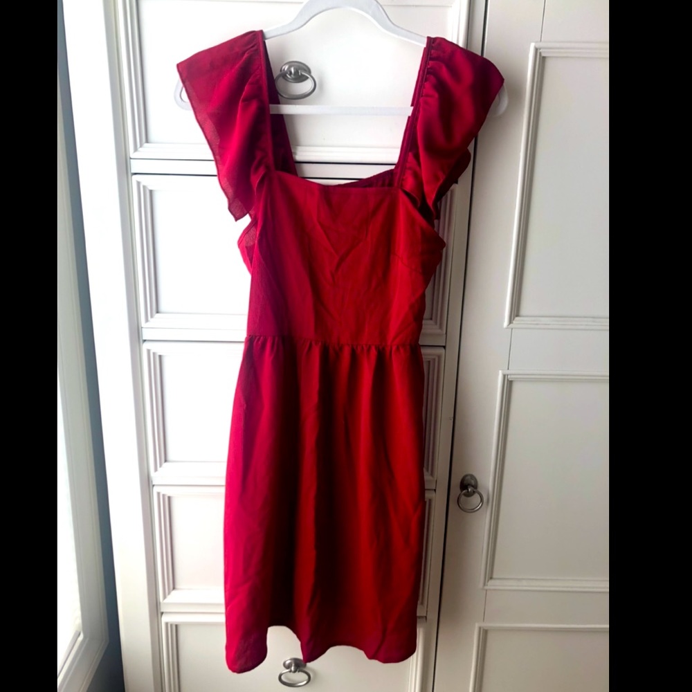 Shein Ruffle trim, backless a-line dress. Small.